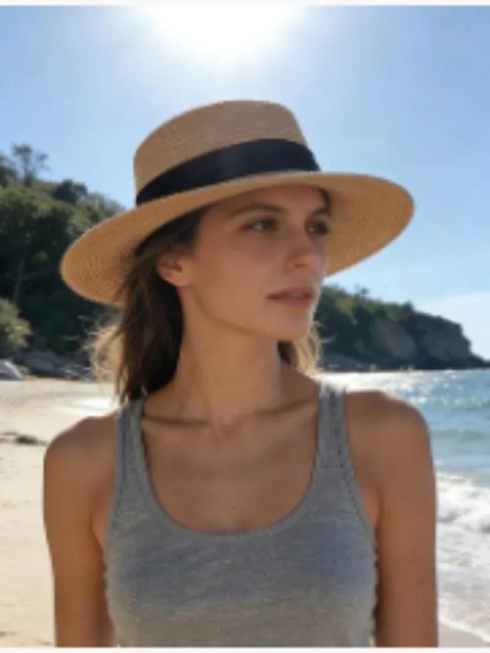 Wide Brim Straw Sun Hat, UPF 50+, Foldable Packable Roll Up Sun Hat for Women